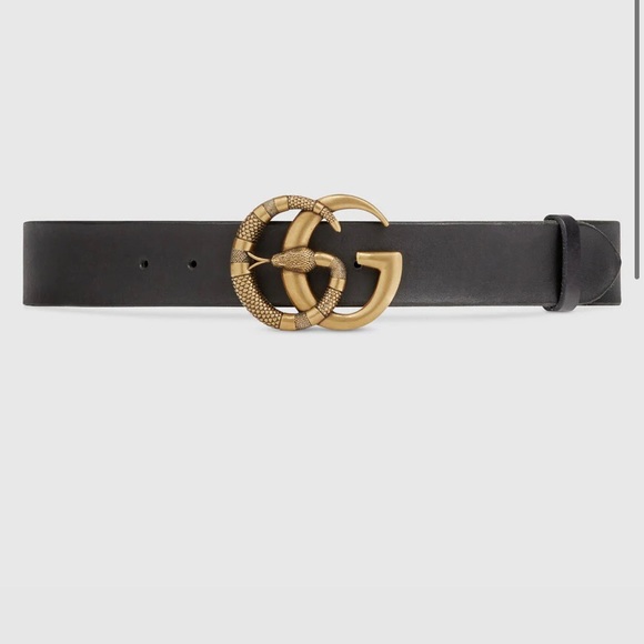 Gucci Accessories - Gucci Leather Belt with Double G buckle with snake